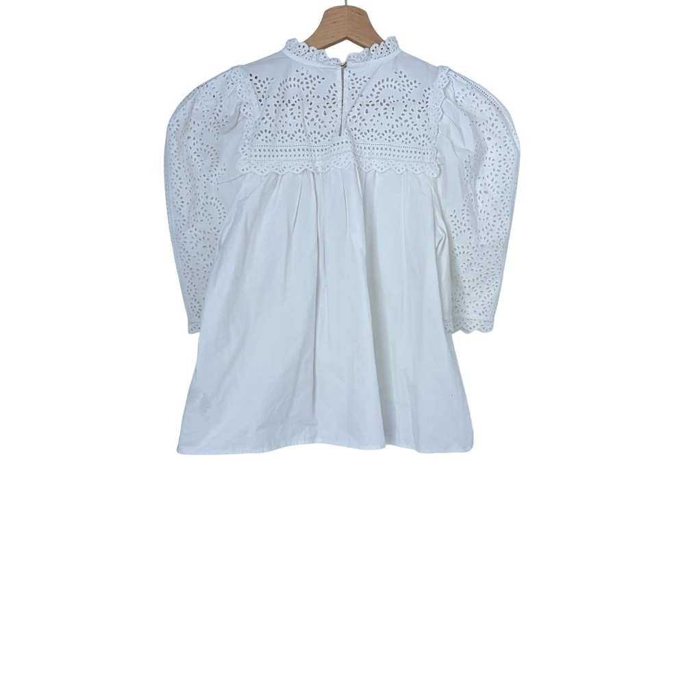 Ulla Johnson Yvonne Broderie Anglaise Cotton-poplin Blouse - White Sz 0 - Picture 6 of 10